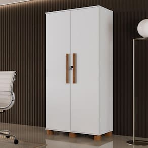 Armário para Escritório Multiuso 2 Portas com Chave 100% MDF Dacar Carmolar Branco