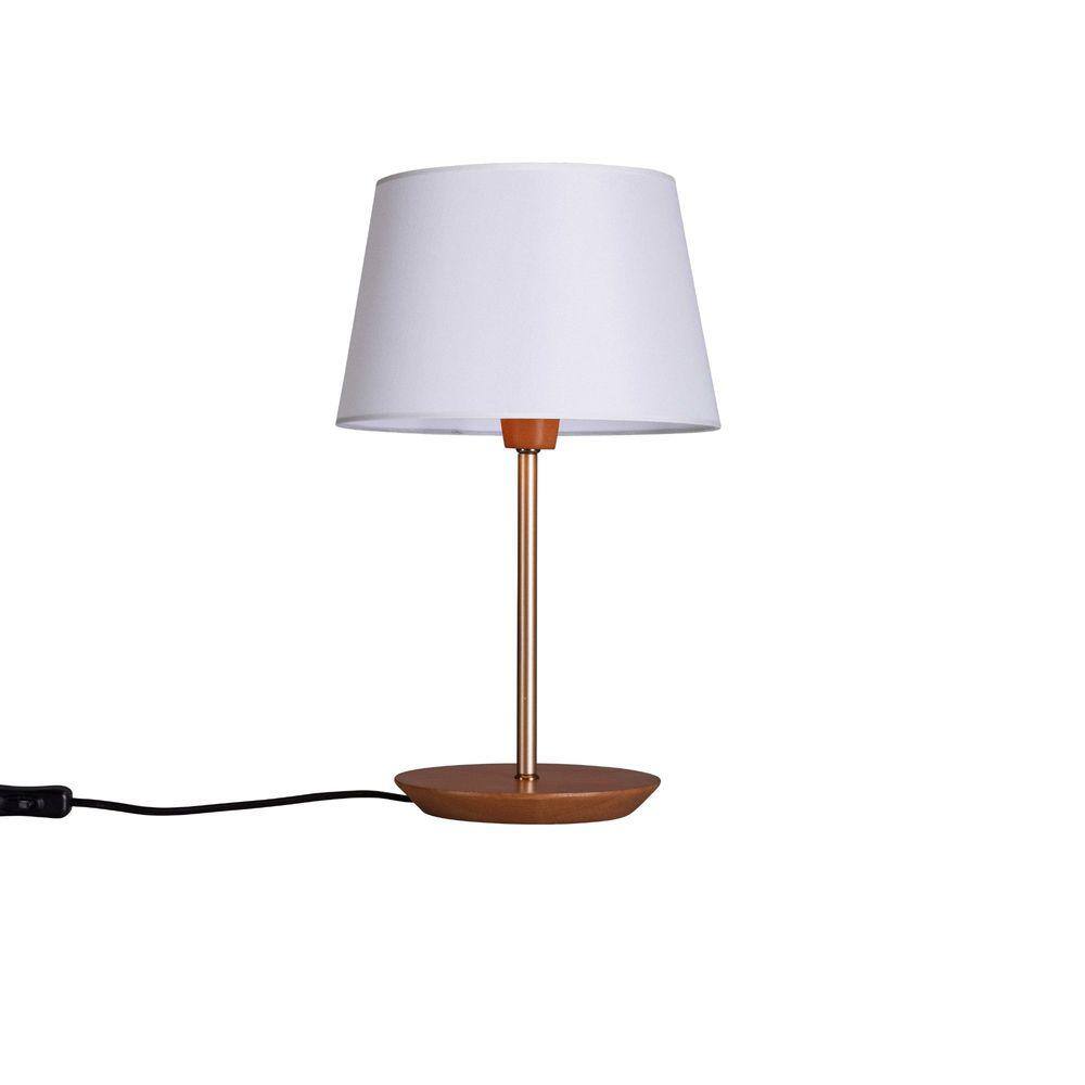 Abajur Slim Madeira e Tecido 35cm Cúpula Ø17cm - Madelustre