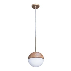 Pendente Sintonia Madeira Castanho 1,5m Vidro Ø20cm 1xG9 - Madelustre