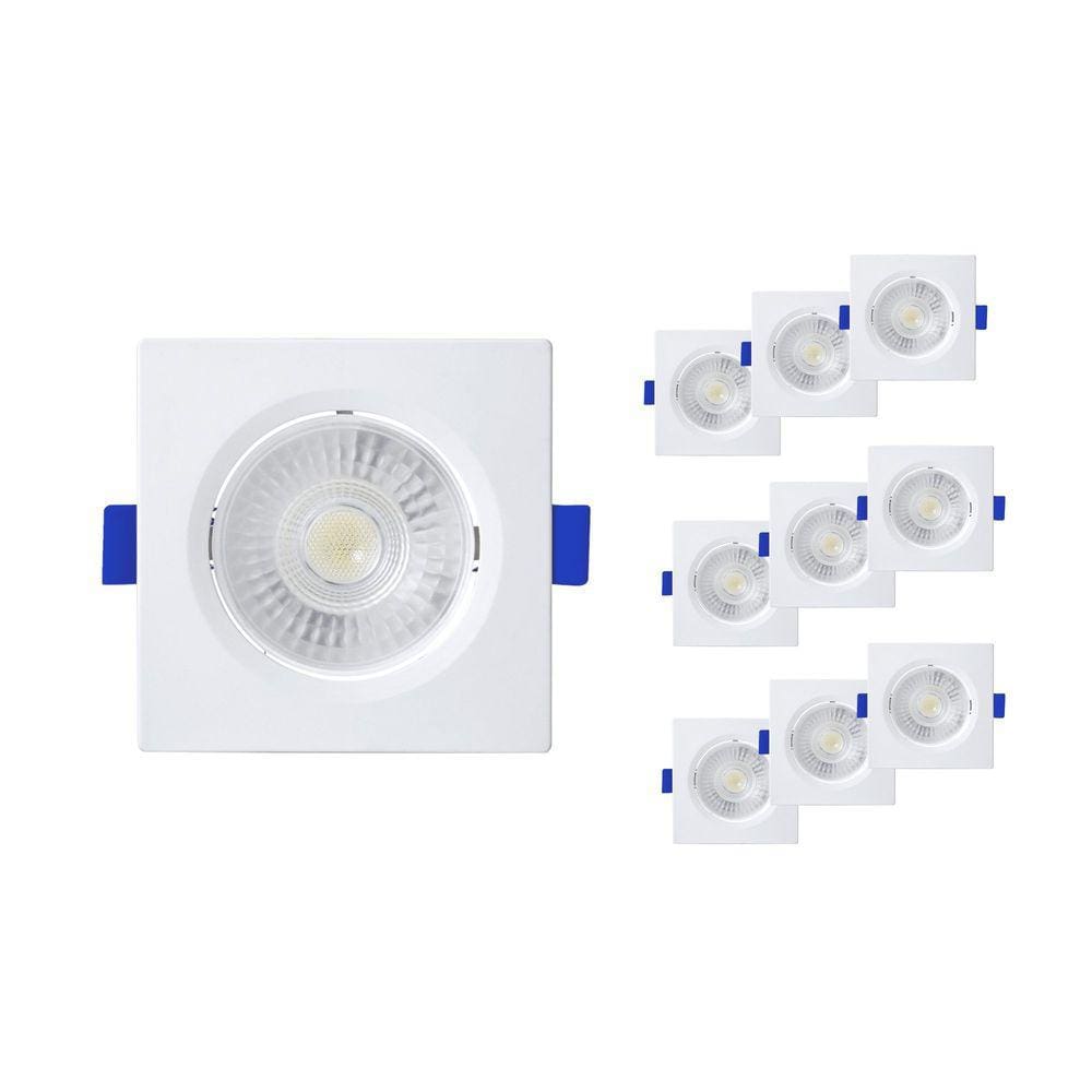 Kit 10 Spot de Embutir LED Slim Quadrado 9cm 6w 4100k Bivolt Branco - Blumenau