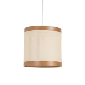Pendente Nuts Ø42cm Madeira Castanho, Metal e Palha - Madelustre