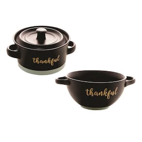 Mini Caçarola e Consume Thankful Preto Matt/Azul - Bon Gourmet