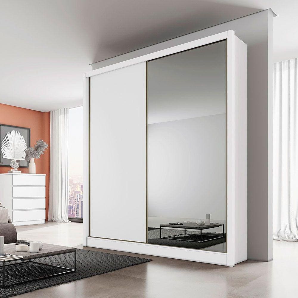 Guarda Roupa Carrara 2 Portas 3 Gavetas com Espelho Clic Moveis