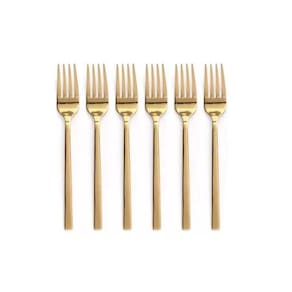Jogo 6Un Garfo De Mesa Inox Dourado Luxe Gold Buffet