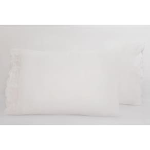 2 Fronhas King 50cmx70cm 100% Algodão 200 Fios Barrado Bordado Mandala Branco