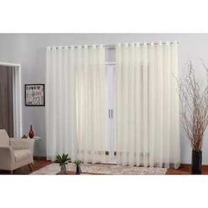 Cortina Voil 6,00X2,30 Sala Ou Quarto Cromado Trilho Palha