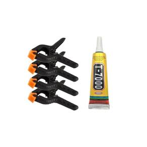 Kit 4 Grampos Presilhas Fixa Tela Celular + Cola T7000 15Ml
