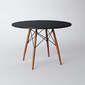Mesa de Jantar Redonda Eames Eiffel Wood Tampo 80cm Preto