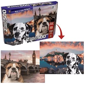 Quebra Cabeça Duplo Pets e Sua Origens Puzzle 500 Peças Grow