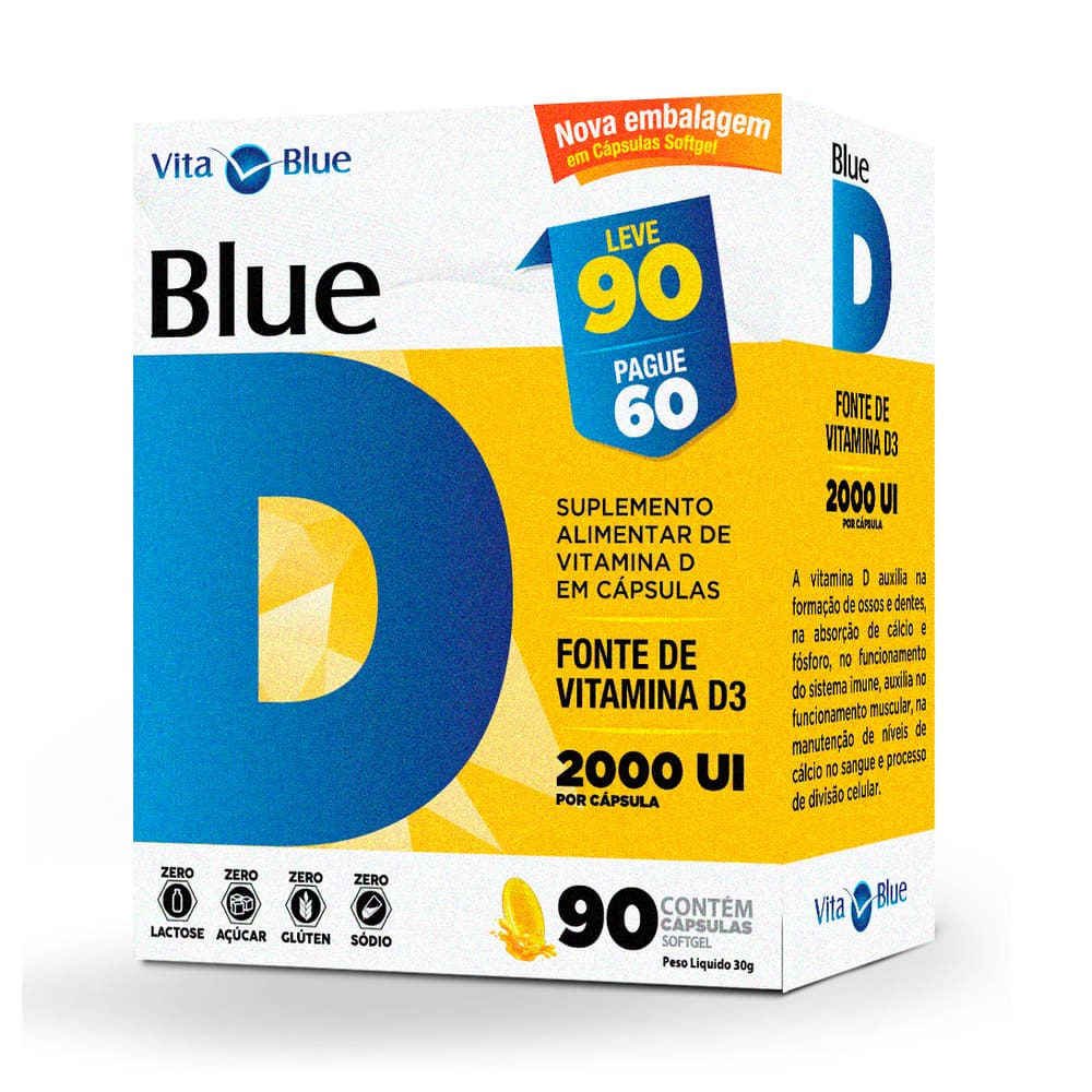 Vita Blue Vitamina D 2.000ui com 90 Cápsulas