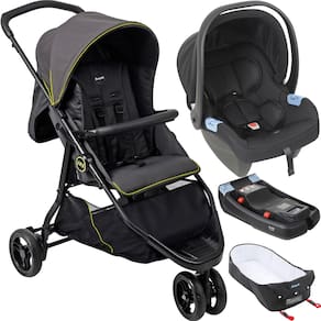 Carrinho com Moises Bebe Conforto Base Burigotto CR3 Gray Neon