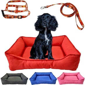Cama Pet Retangular M Tactel Com Zíper + Coleira Peitoral