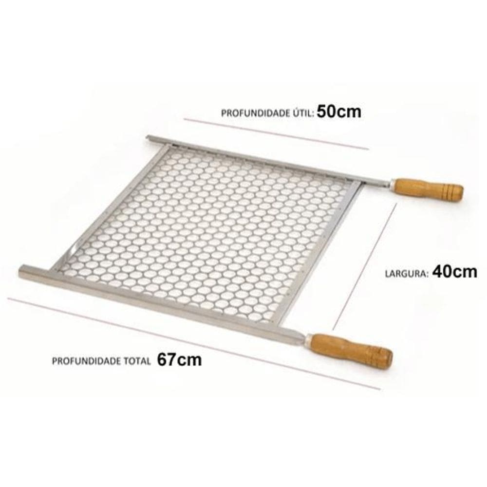 Grelha Churrasco Churrasqueira 40Cm X 50Cm Aço Galvanizado