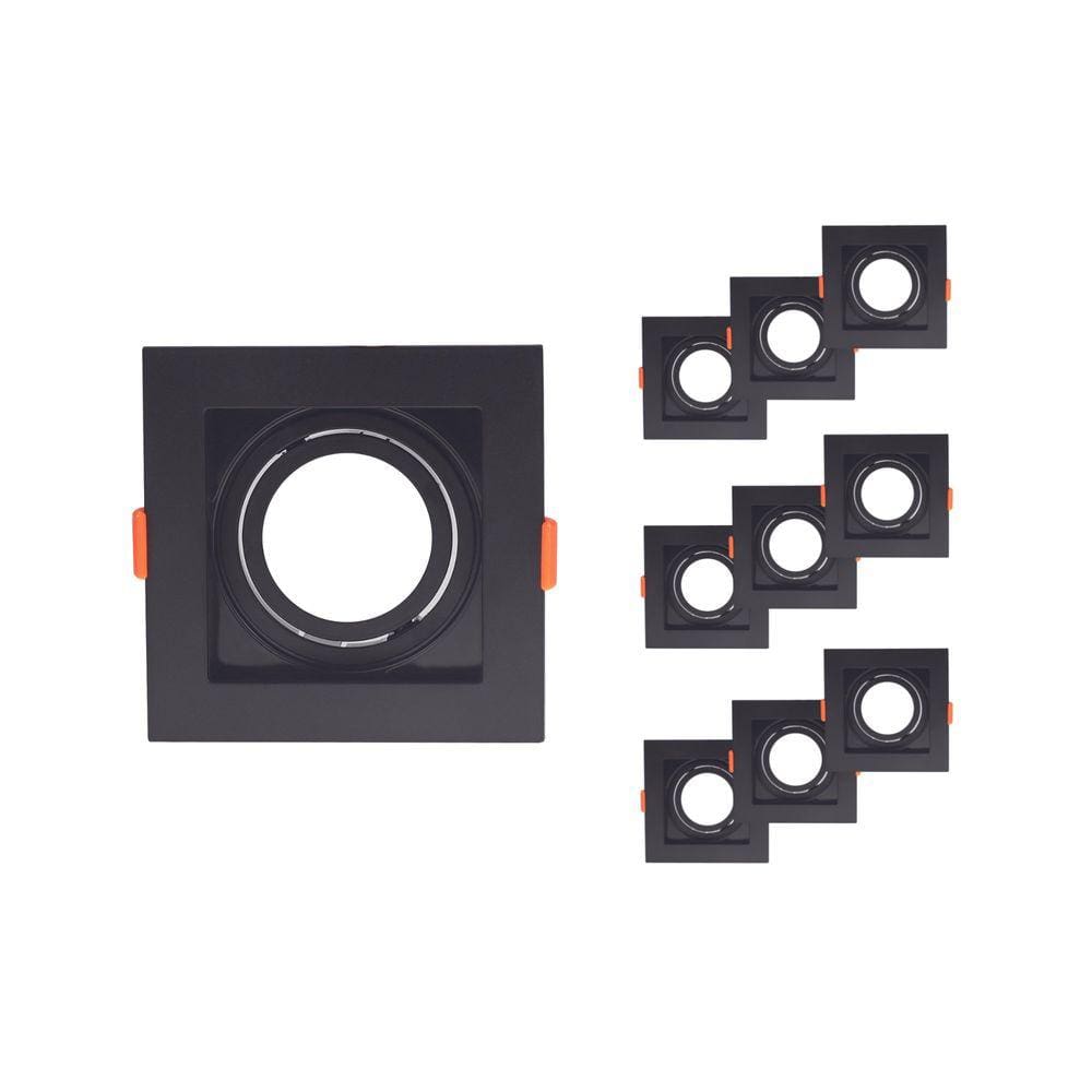 Kit 10 Spots De Embutir Flea Dicroica Mr16 Quadrado Preto 10,2X10,2X4,2CM - Nordecor
