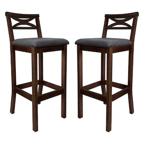 Kit 2 Banquetas Media Estofada para Bancada Madri Madeira Capuccino Suede Cinza CCS