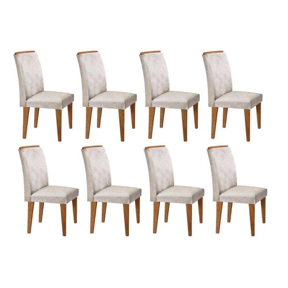 Kit 8 Cadeiras Sala Jantar Lunara  8 Un Imbuia/Veludo Creme - Rufato
