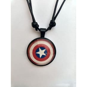 Colar Ajustavel Escudo Capitão América Pingente Cabochon