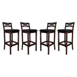 Kit 4 Banquetas Media Estofada para Bancada Madri Madeira Capuccino Suede Preto CCS