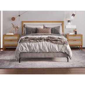 Kit 2 Mesas de Cabeceira Premium 2 Gavetas Santorini Amêndoa 60 Cm Palhinha Indiana