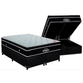 Cama Box Com Baú Queen Blindado + Colchão De Molas Ensacadas - Ortobom - Elegant SuperPocket 158x198x70cm