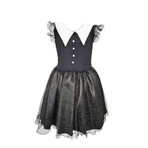 Vestido Marie Preto Wandinha Temático Festa Aniversário