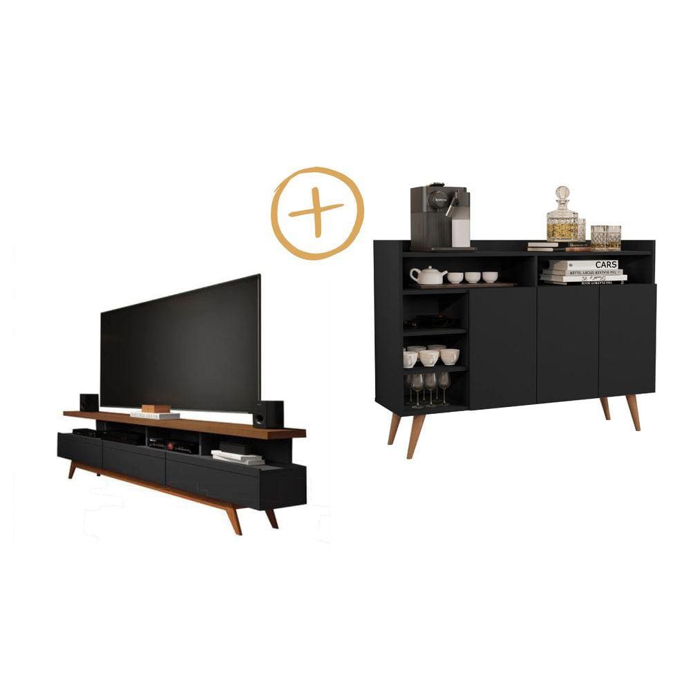 Buffet Celta + Rack Vivare Wood 1.8 Giga Móveis
