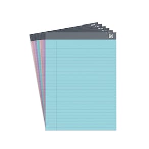 Bloco de notas TRU RED TR57363 Wide Rule 8,5 x 11,75", pacote com 6