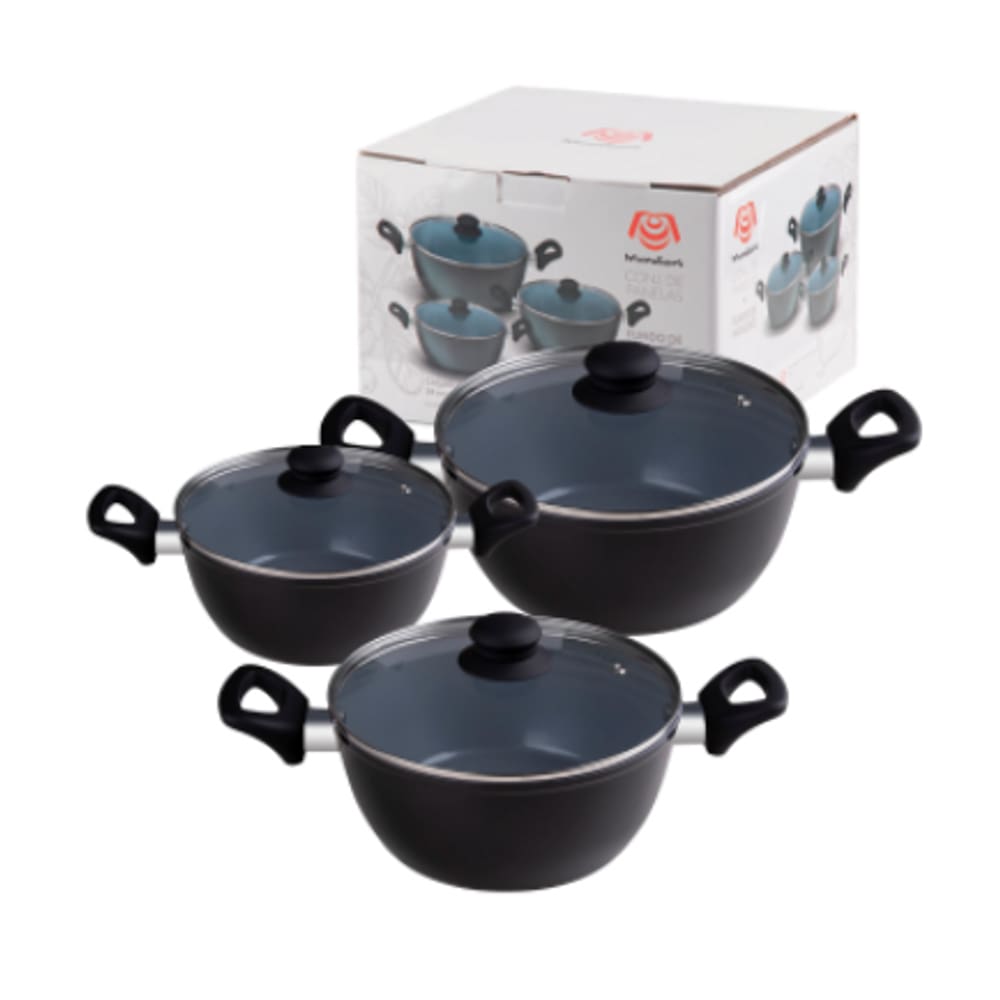 Conjunto de Panelas - Indução e a Gás - 3 Peças - Mundiart