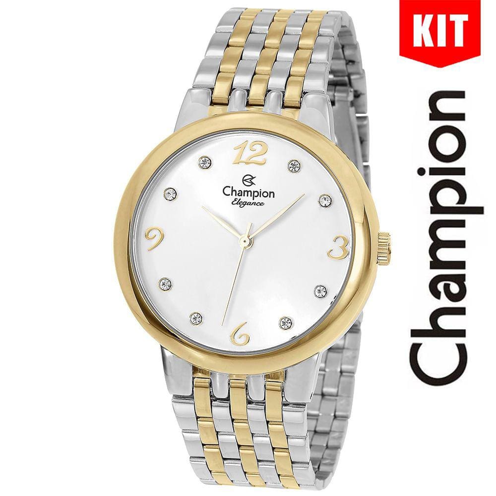Relógio CHAMPION KIT feminino analógico elegance bicolor CN24879B