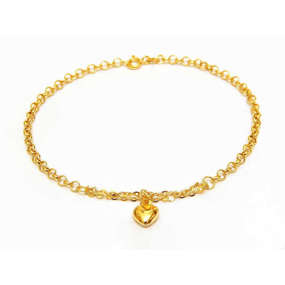 Pulseira Feminina Portuguesa Com Coração Em Ouro 18k