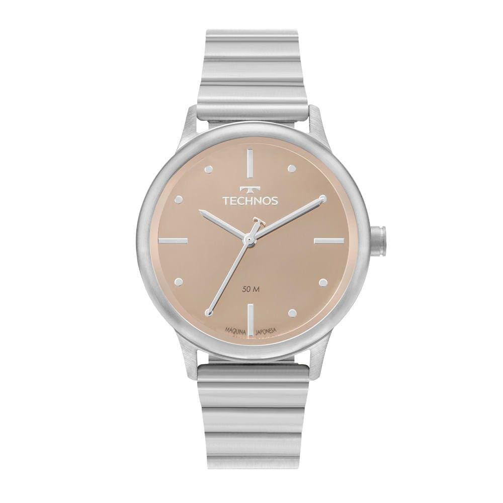 Relógio TECHNOS feminino analógico prata rosa 2036MQP/1J