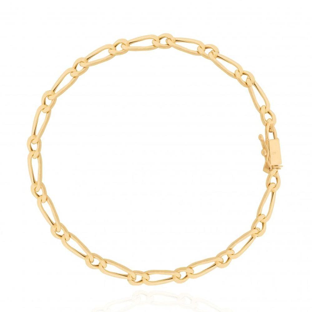 Pulseira Masculina De Ouro 18k Grumet 1x1 Elo Alternado