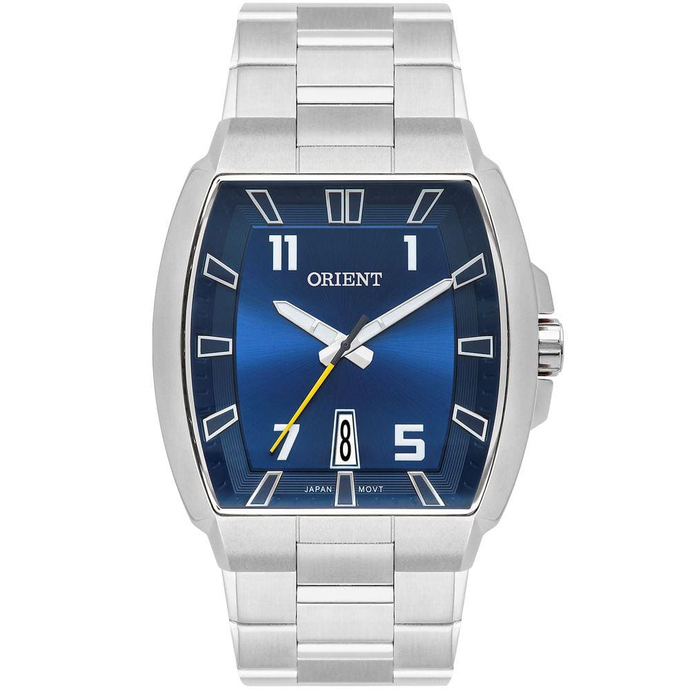 Relógio ORIENT masculino azul prata quadrado GBSS1054 D2SX