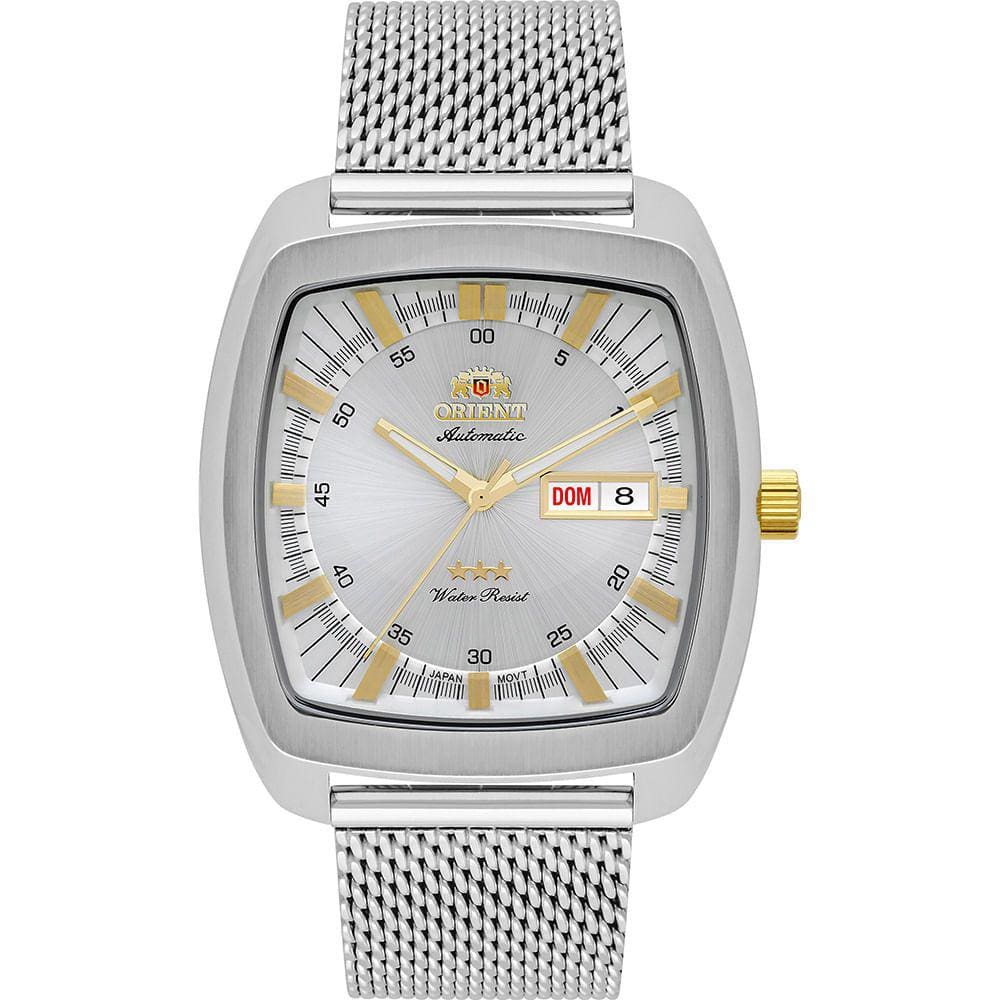 Relógio ORIENT masculino automático prata dourado F49SS030A S1SX