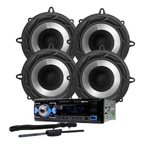 Rádio Roadstar RS2714BR BT/2 USB/SD/FM/Auxiliar + 4 Alto Falantes 5 Bomber 200w + Antena Rádio