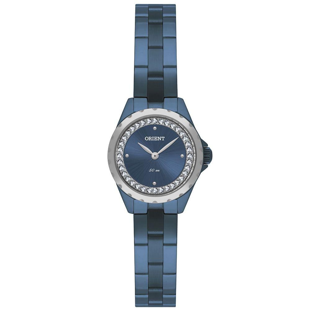 Relógio ORIENT feminino analógico azul strass FASS0007 D1DX