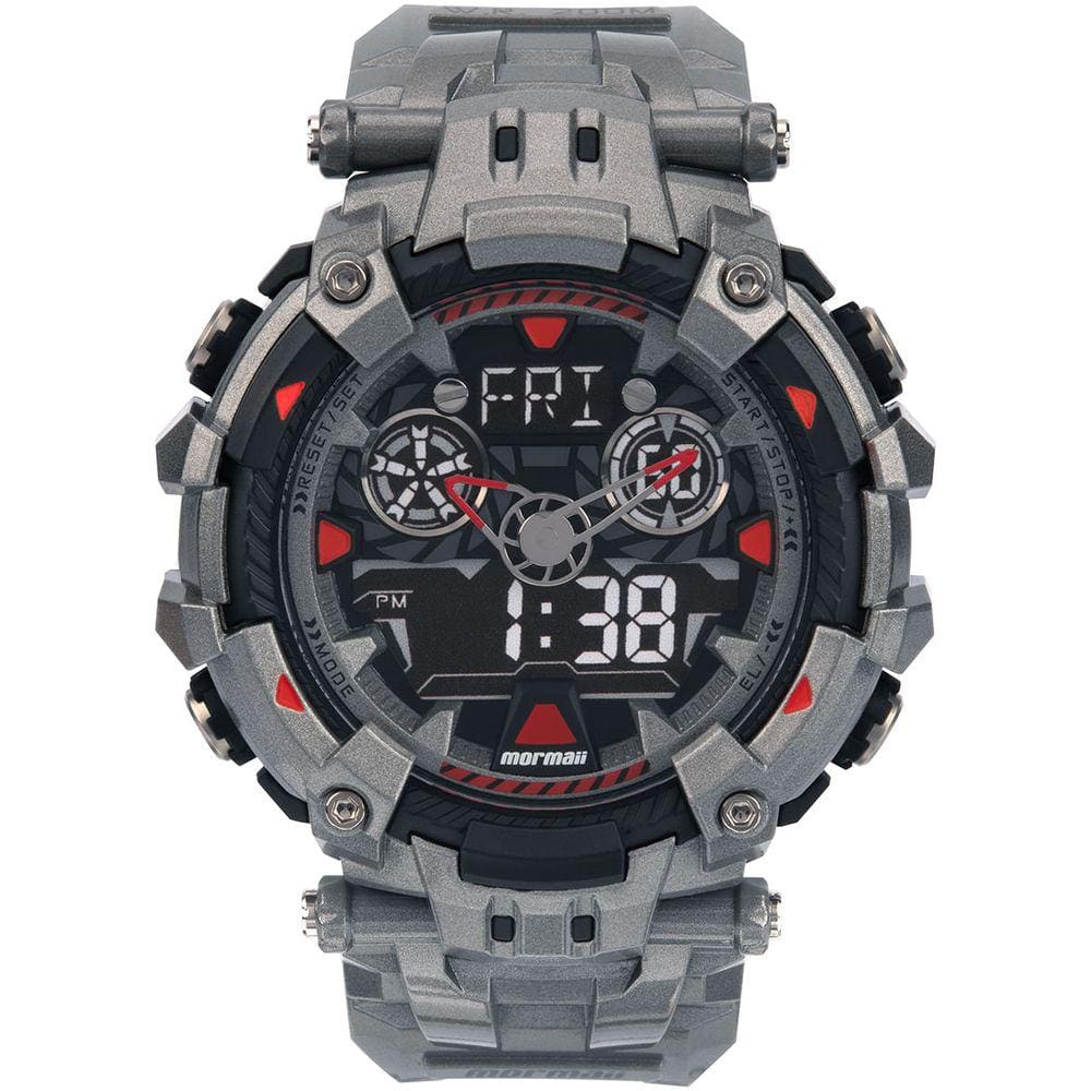 Relógio MORMAII masculino anadigi cinza MO16704A/8C