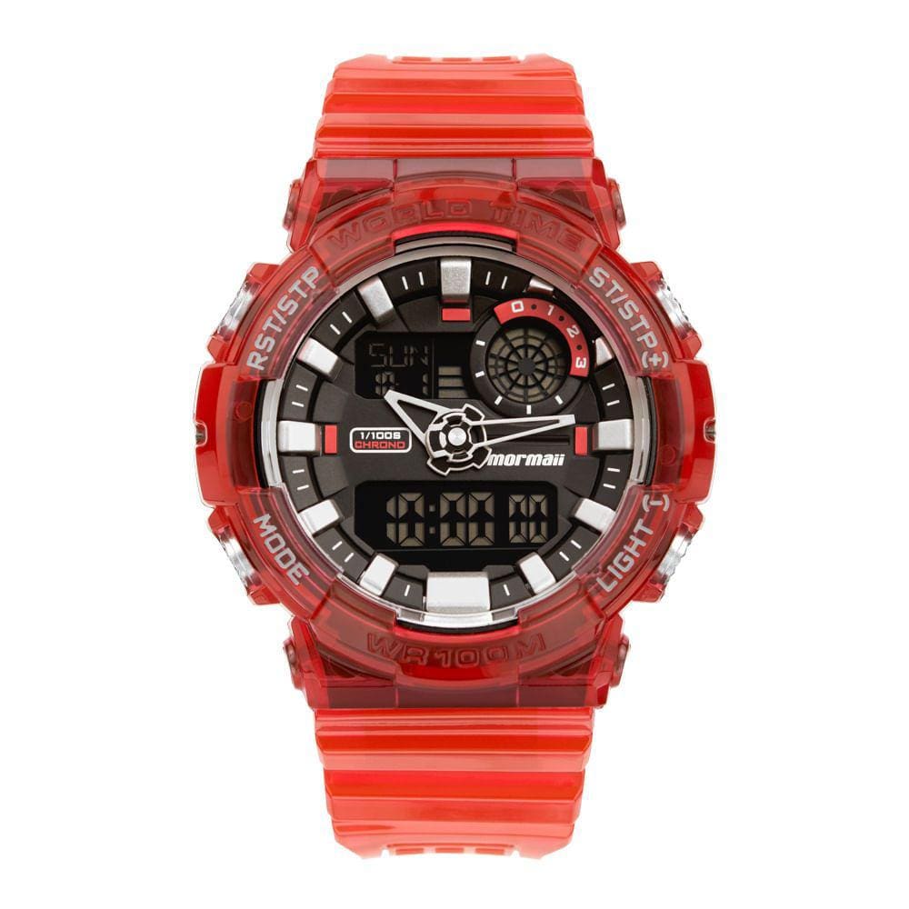 Relógio MORMAII masculino anadigi transparente MO19780B/8R