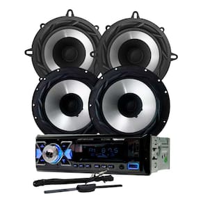 Rádio Roadstar RS2714BR BT/2 USB/SD/FM/AUX + Par Alto Falantes 6 e 5 Bomber 200w + Antena Rádio