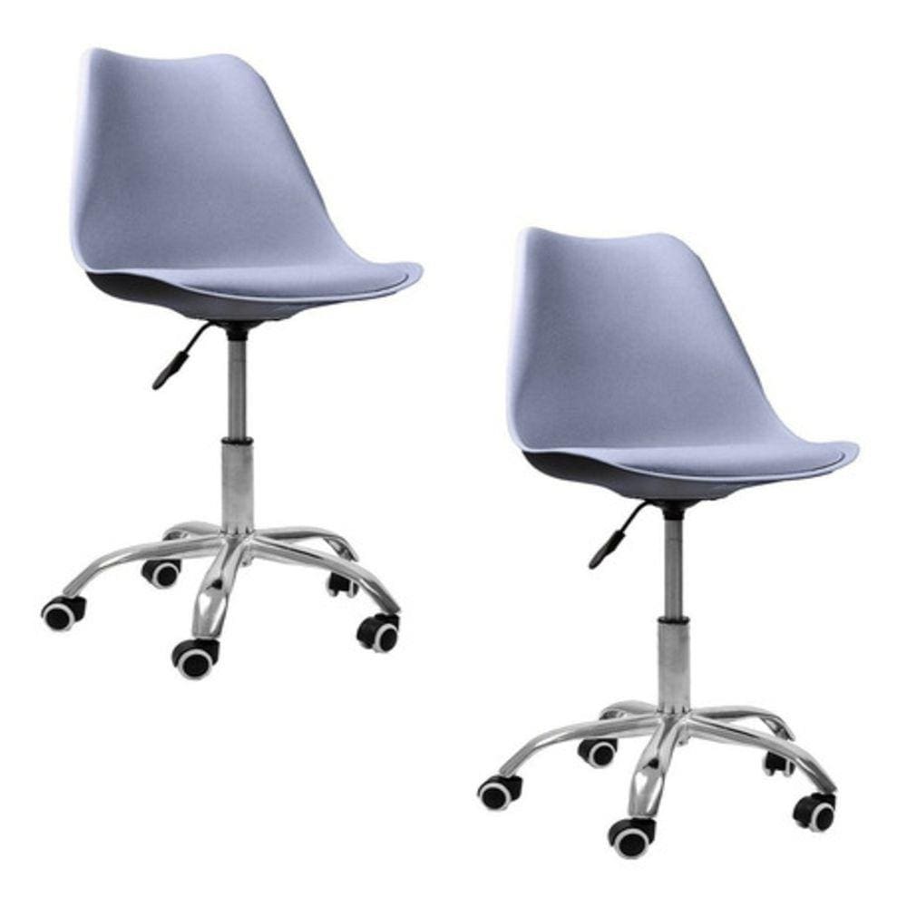 Kit 2 Cadeiras Office Com Rodizio Giratória Saarinen