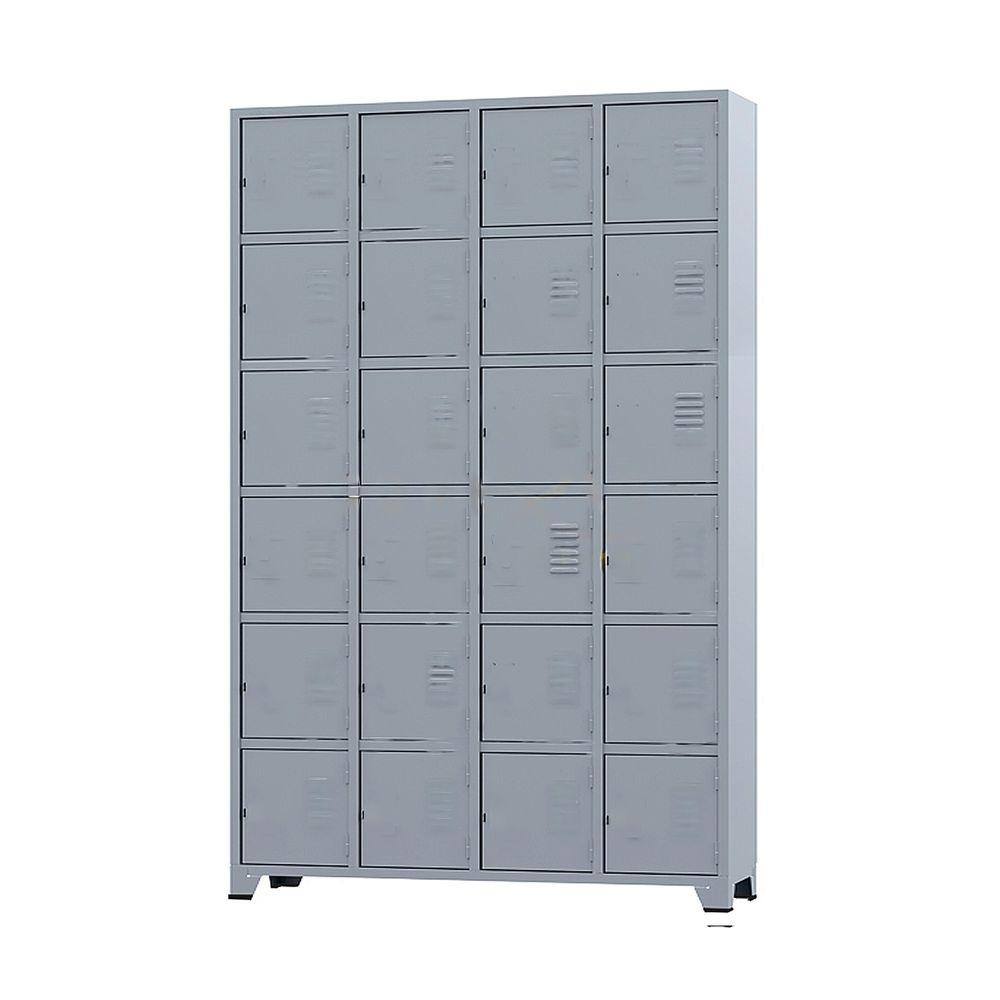 Armário Roupeiro De Aço 24 Portas Para Vestiário Academia Locker Cinza