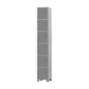 Armário Roupeiro De Aço 6 Portas Para Vestiário Academia Locker Cinza