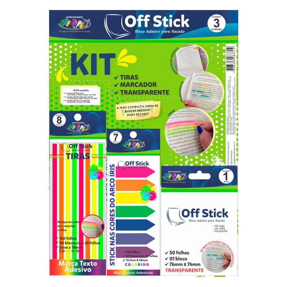 Bloco Adesivo Para Recado Kit Off Stick