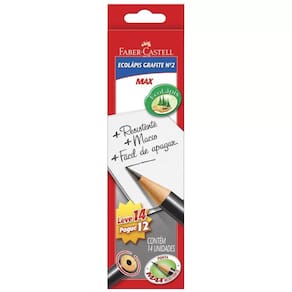 Lápis de Escrever Preto Ecolápis 14Un Nº2 HB - Faber-Castell