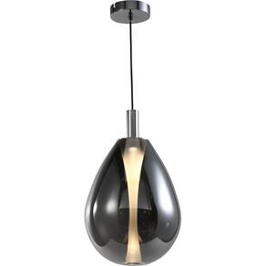 PENDENTE THUNDER Ø23X38cm CROMADO E VIDRO FUMÊ