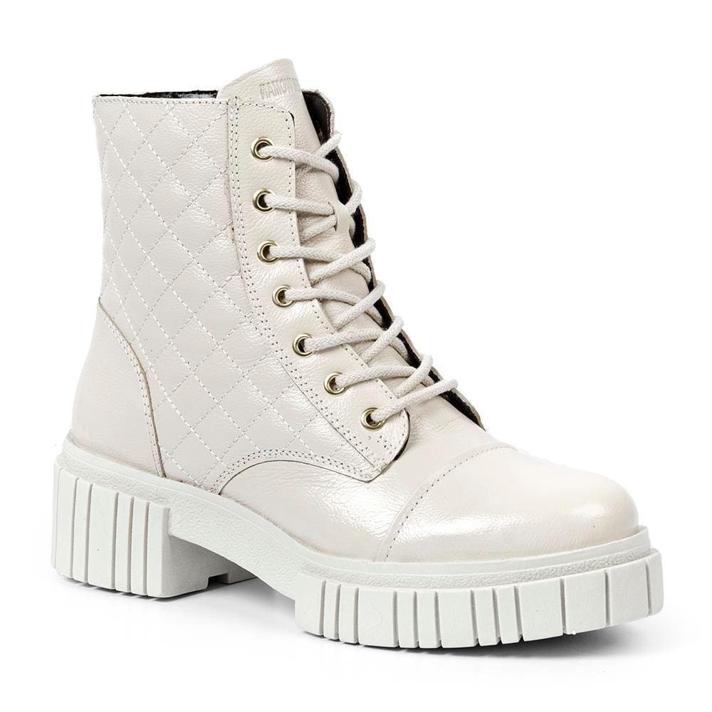 Bota Coturno Calprado Feminina Couro Matelassê Dia a Dia