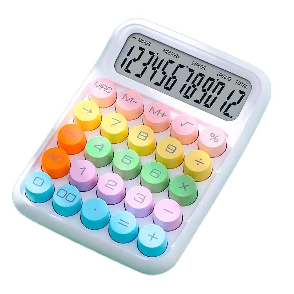 Calculadora De Mesa Simples Kawaii Candy 12 Dígitos - Branco