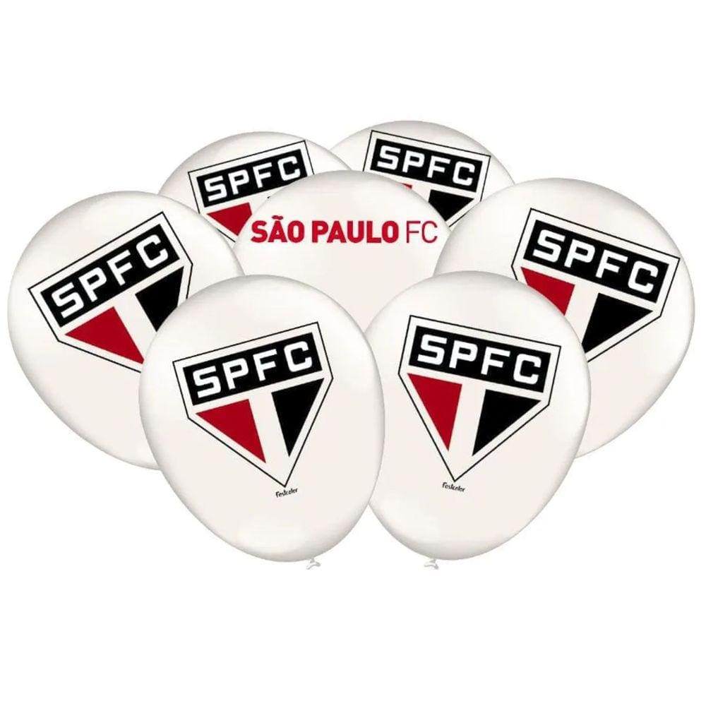 Balão Bexiga São Paulo Futebol 9 Polegadas com 25 Unds