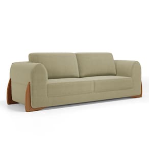 Sofá Living Bloom 160cm 02 Lugares com Pés de Madeira Bouclê Bege - Desk Design
