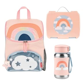 Mochila Escolar + Bento Box + Garrafa Inox - Arco-Íris Skip Hop
